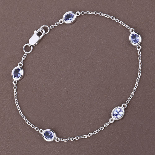 1.65 Carat Genuine Tanzanite .925 Sterling Silver Bracelet on sale at MyriadMart