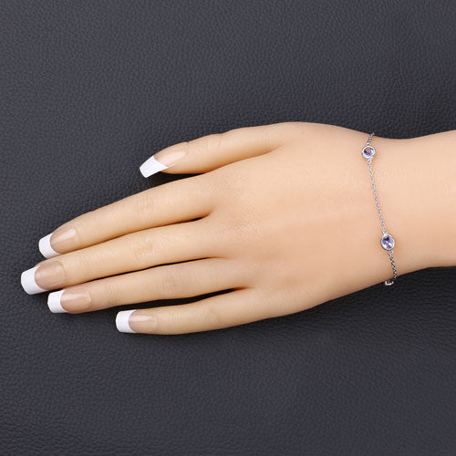 1.65 Carat Genuine Tanzanite .925 Sterling Silver Bracelet on sale at MyriadMart