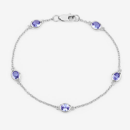 1.65 Carat Genuine Tanzanite .925 Sterling Silver Bracelet on sale at MyriadMart