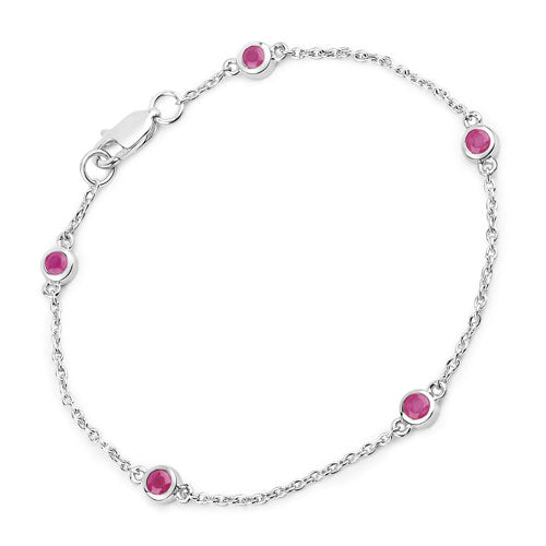 0.65 Carat Genuine Ruby .925 Sterling Silver Bracelet on sale at MyriadMart