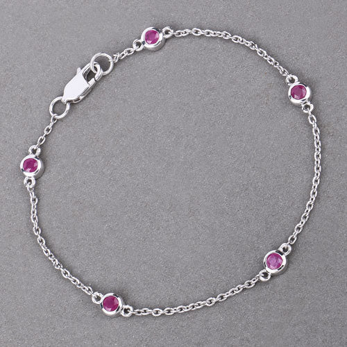 0.65 Carat Genuine Ruby .925 Sterling Silver Bracelet on sale at MyriadMart