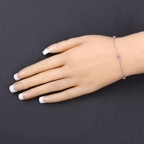 0.65 Carat Genuine Ruby .925 Sterling Silver Bracelet on sale at MyriadMart