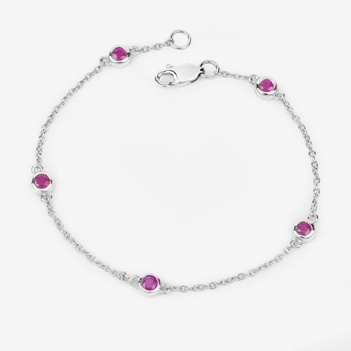0.65 Carat Genuine Ruby .925 Sterling Silver Bracelet on sale at MyriadMart