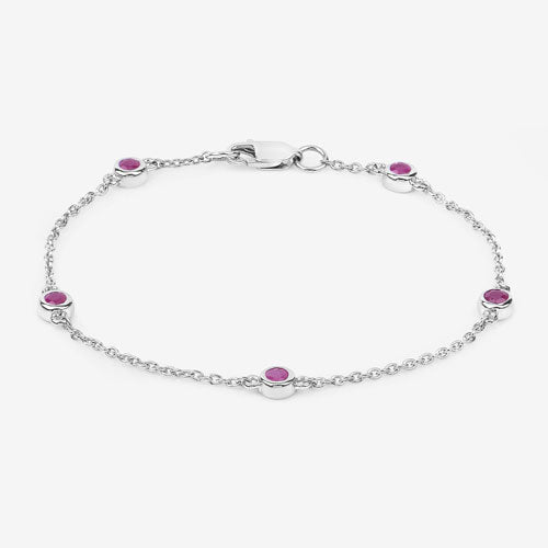 0.65 Carat Genuine Ruby .925 Sterling Silver Bracelet on sale at MyriadMart