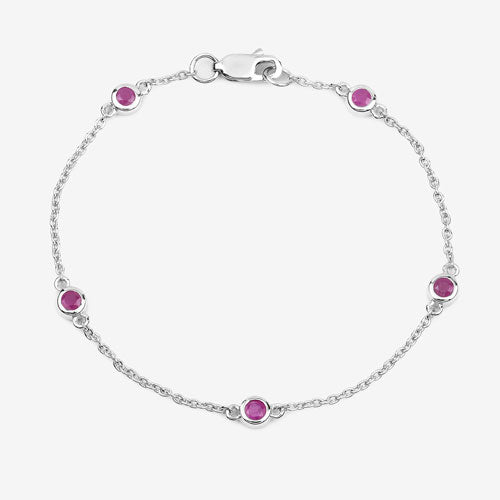 0.65 Carat Genuine Ruby .925 Sterling Silver Bracelet on sale at MyriadMart