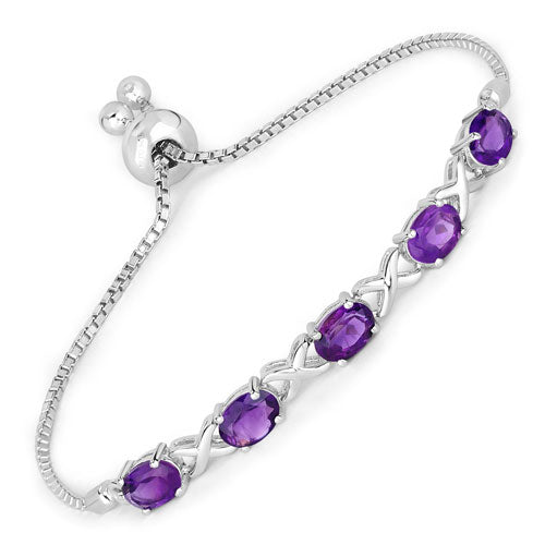4.00 Carat Genuine Amethyst .925 Sterling Silver Bracelet on sale at MyriadMart