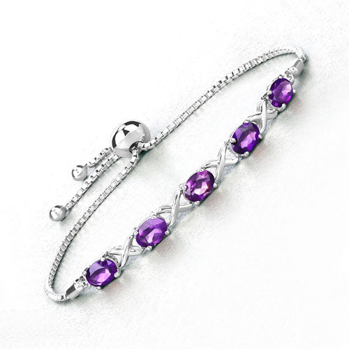 4.00 Carat Genuine Amethyst .925 Sterling Silver Bracelet on sale at MyriadMart
