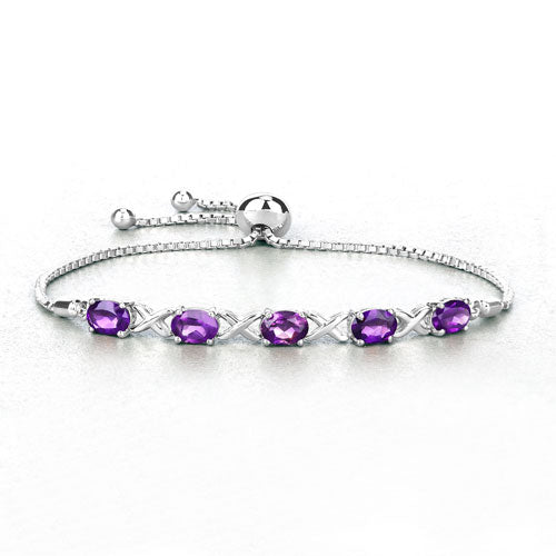 4.00 Carat Genuine Amethyst .925 Sterling Silver Bracelet on sale at MyriadMart