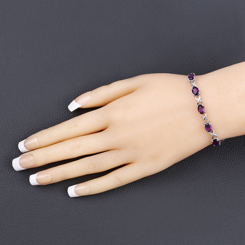 4.00 Carat Genuine Amethyst .925 Sterling Silver Bracelet on sale at MyriadMart