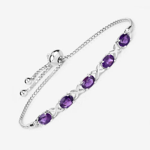 4.00 Carat Genuine Amethyst .925 Sterling Silver Bracelet on sale at MyriadMart