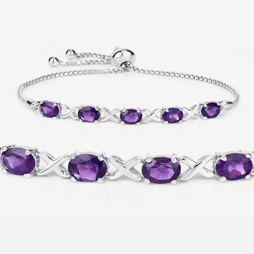 4.00 Carat Genuine Amethyst .925 Sterling Silver Bracelet on sale at MyriadMart