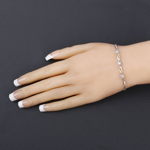 0.74 Carat Genuine Aquamarine and White Sapphire .925 Sterling Silver Bracelet on sale at MyriadMart