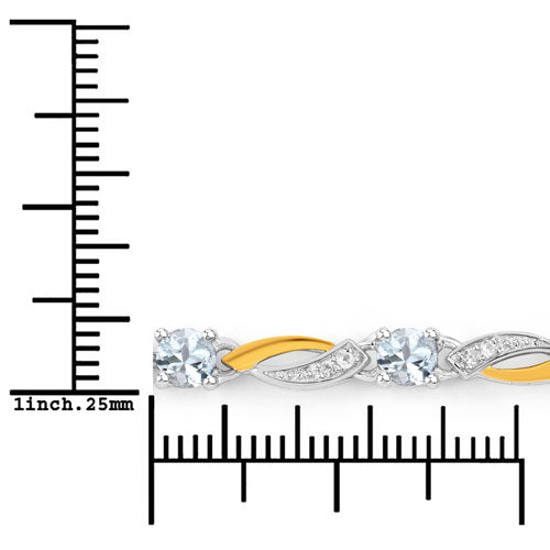 0.74 Carat Genuine Aquamarine and White Sapphire .925 Sterling Silver Bracelet on sale at MyriadMart
