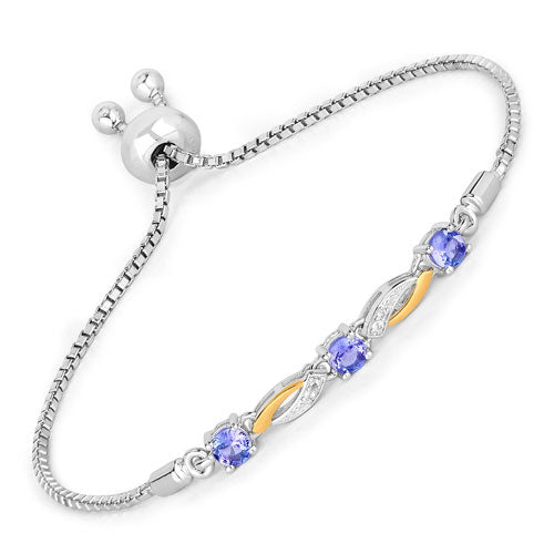 0.77 Carat Genuine Tanzanite and White Sapphire .925 Sterling Silver Bracelet on sale at MyriadMart