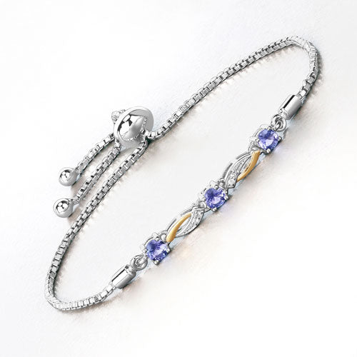 0.77 Carat Genuine Tanzanite and White Sapphire .925 Sterling Silver Bracelet on sale at MyriadMart