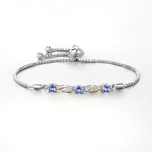 0.77 Carat Genuine Tanzanite and White Sapphire .925 Sterling Silver Bracelet on sale at MyriadMart