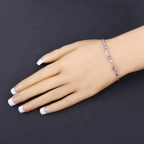 0.77 Carat Genuine Tanzanite and White Sapphire .925 Sterling Silver Bracelet on sale at MyriadMart