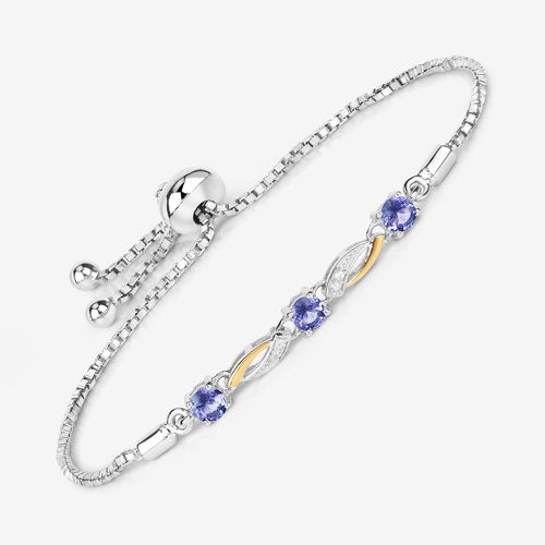0.77 Carat Genuine Tanzanite and White Sapphire .925 Sterling Silver Bracelet on sale at MyriadMart