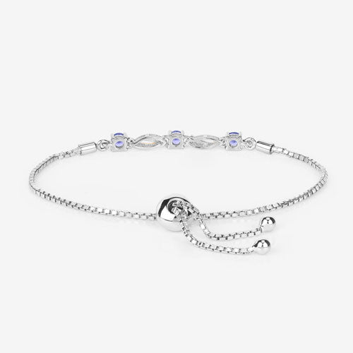 0.77 Carat Genuine Tanzanite and White Sapphire .925 Sterling Silver Bracelet on sale at MyriadMart