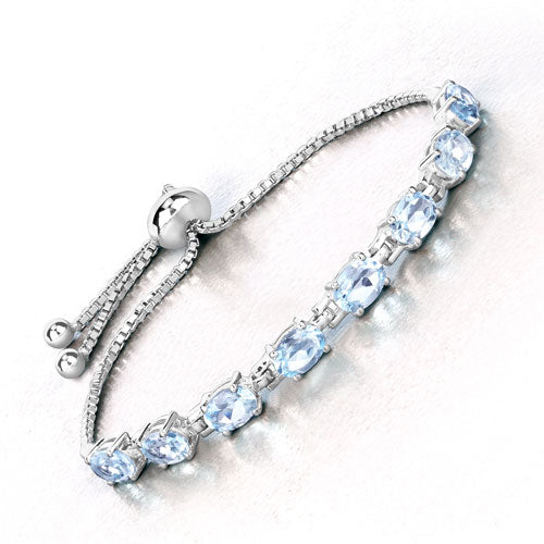 7.60 Carat Genuine Blue Topaz .925 Sterling Silver Bracelet on sale at MyriadMart