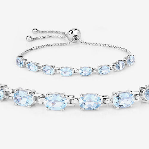 7.60 Carat Genuine Blue Topaz .925 Sterling Silver Bracelet on sale at MyriadMart