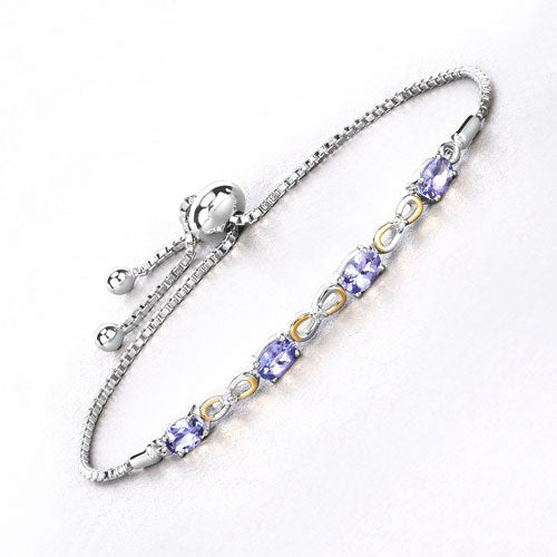1.81 Carat Genuine Tanzanite and White Topaz .925 Sterling Silver Bracelet on sale at MyriadMart
