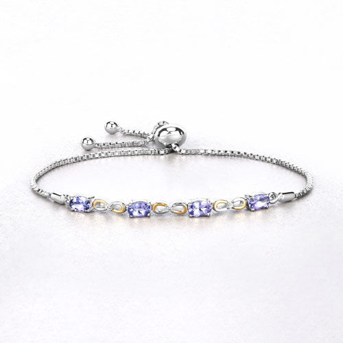 1.81 Carat Genuine Tanzanite and White Topaz .925 Sterling Silver Bracelet on sale at MyriadMart