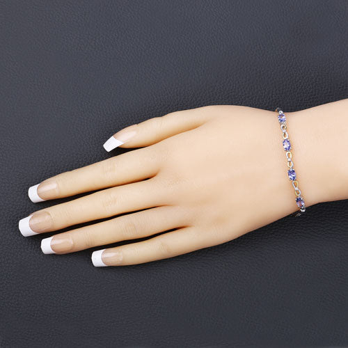 1.81 Carat Genuine Tanzanite and White Topaz .925 Sterling Silver Bracelet on sale at MyriadMart