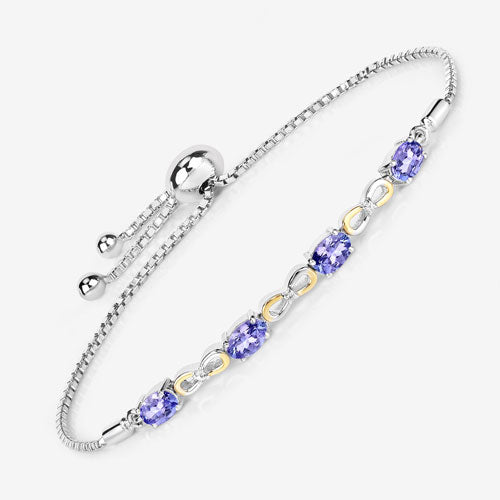 1.81 Carat Genuine Tanzanite and White Topaz .925 Sterling Silver Bracelet on sale at MyriadMart
