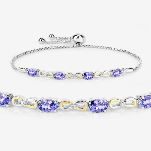 1.81 Carat Genuine Tanzanite and White Topaz .925 Sterling Silver Bracelet on sale at MyriadMart