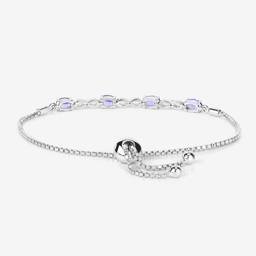 1.81 Carat Genuine Tanzanite and White Topaz .925 Sterling Silver Bracelet on sale at MyriadMart