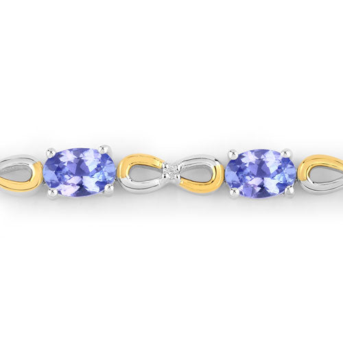 1.81 Carat Genuine Tanzanite and White Topaz .925 Sterling Silver Bracelet on sale at MyriadMart