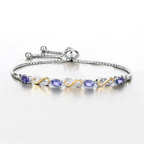 1.79 Carat Genuine Tanzanite and White Topaz .925 Sterling Silver Bracelet on sale at MyriadMart