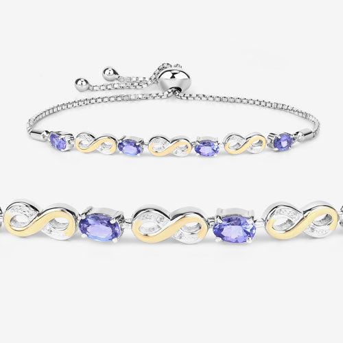 1.79 Carat Genuine Tanzanite and White Topaz .925 Sterling Silver Bracelet on sale at MyriadMart