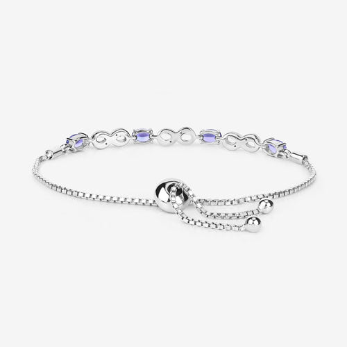 1.79 Carat Genuine Tanzanite and White Topaz .925 Sterling Silver Bracelet on sale at MyriadMart