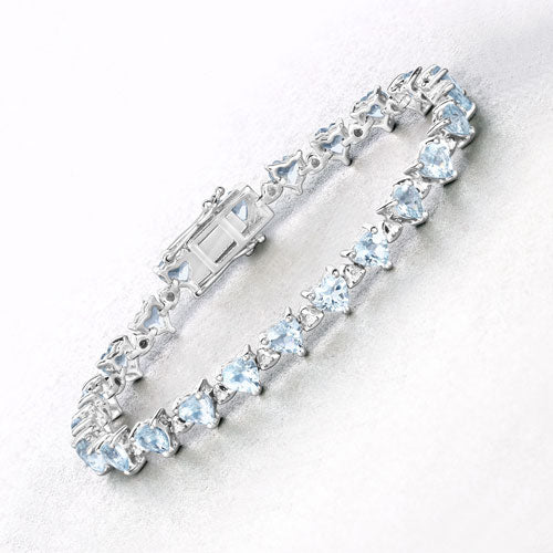 7.71 Carat Genuine Aquamarine and White Diamond .925 Sterling Silver Bracelet on sale at MyriadMart