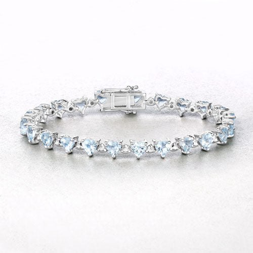 7.71 Carat Genuine Aquamarine and White Diamond .925 Sterling Silver Bracelet on sale at MyriadMart