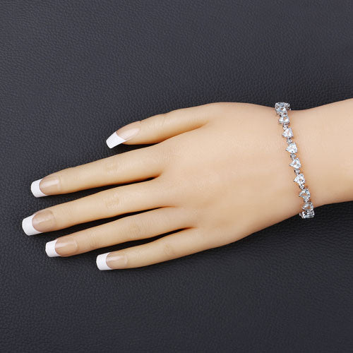 7.71 Carat Genuine Aquamarine and White Diamond .925 Sterling Silver Bracelet on sale at MyriadMart
