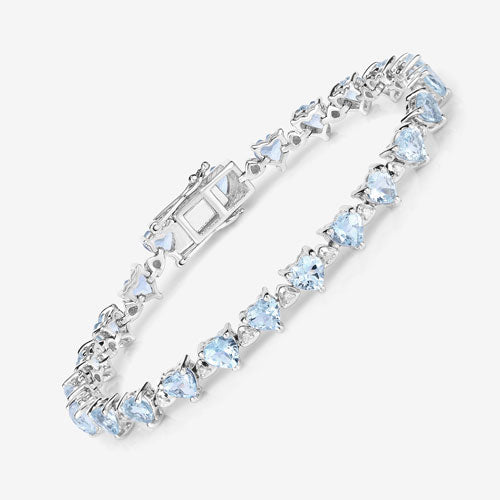 7.71 Carat Genuine Aquamarine and White Diamond .925 Sterling Silver Bracelet on sale at MyriadMart