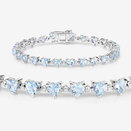 7.71 Carat Genuine Aquamarine and White Diamond .925 Sterling Silver Bracelet on sale at MyriadMart