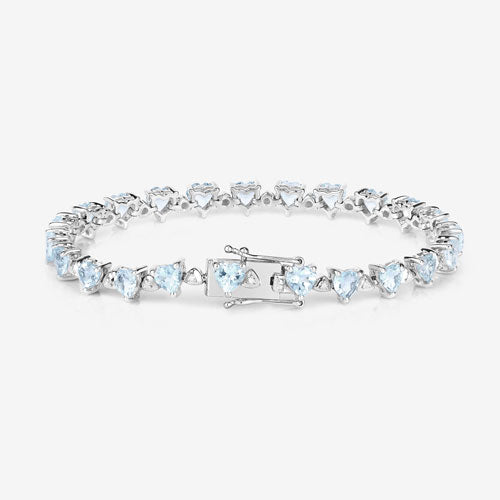 7.71 Carat Genuine Aquamarine and White Diamond .925 Sterling Silver Bracelet on sale at MyriadMart