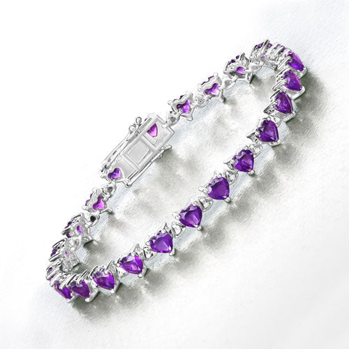 10.01 Carat Genuine Amethyst and White Diamond .925 Sterling Silver Bracelet on sale at MyriadMart