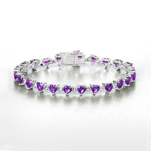10.01 Carat Genuine Amethyst and White Diamond .925 Sterling Silver Bracelet on sale at MyriadMart