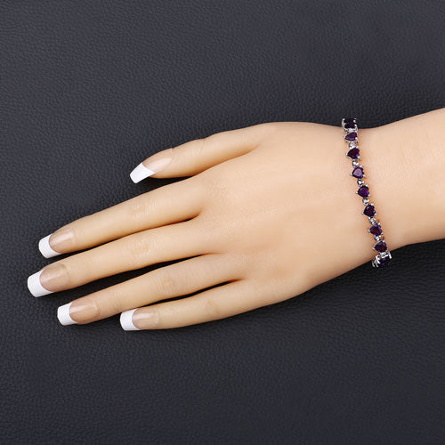 10.01 Carat Genuine Amethyst and White Diamond .925 Sterling Silver Bracelet on sale at MyriadMart