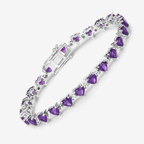 10.01 Carat Genuine Amethyst and White Diamond .925 Sterling Silver Bracelet on sale at MyriadMart