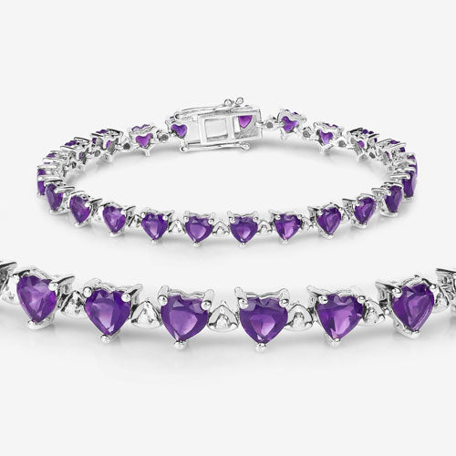 10.01 Carat Genuine Amethyst and White Diamond .925 Sterling Silver Bracelet on sale at MyriadMart