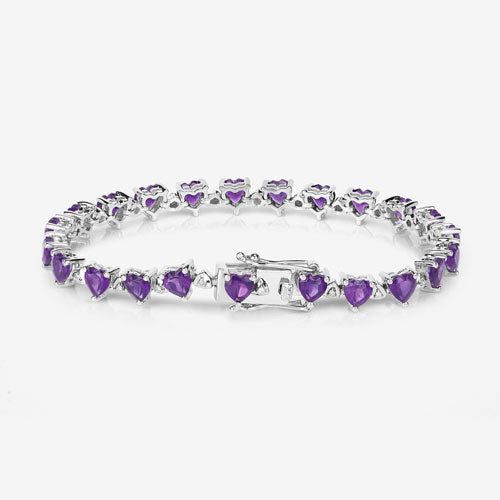 10.01 Carat Genuine Amethyst and White Diamond .925 Sterling Silver Bracelet on sale at MyriadMart
