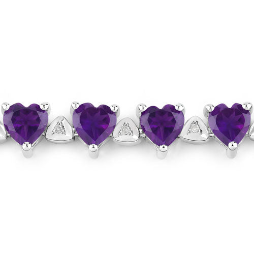 10.01 Carat Genuine Amethyst and White Diamond .925 Sterling Silver Bracelet on sale at MyriadMart