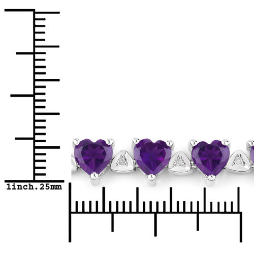 10.01 Carat Genuine Amethyst and White Diamond .925 Sterling Silver Bracelet on sale at MyriadMart
