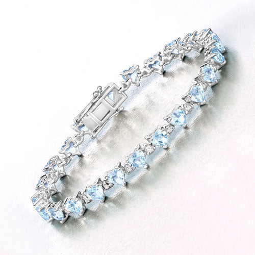 11.62 Carat Genuine Blue Topaz and White Diamond .925 Sterling Silver Bracelet on sale at MyriadMart